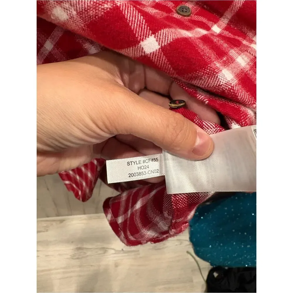 J. Crew Embellished shrunken button-up shirt Red plaid brushed cotton oxford 20